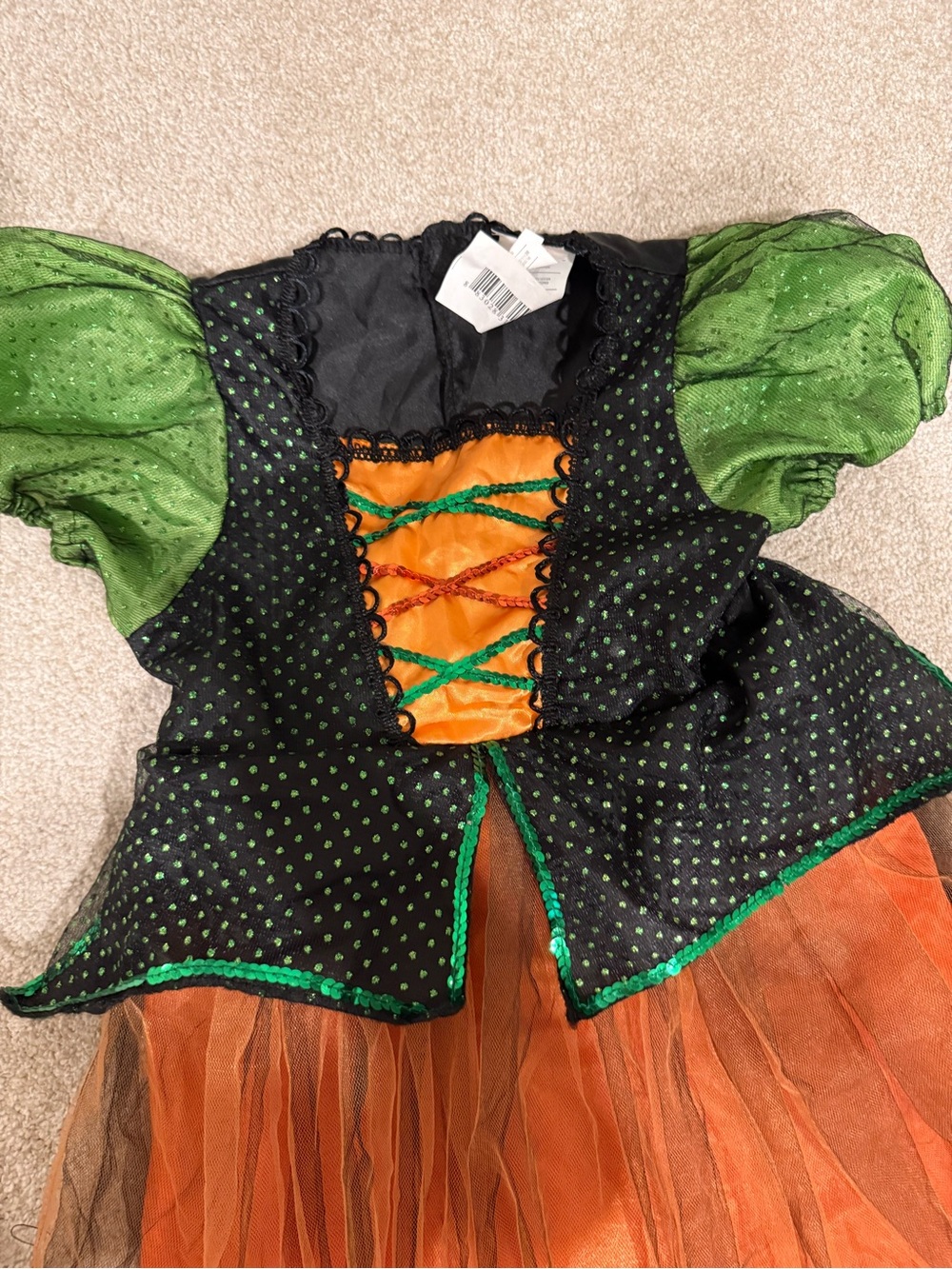 Rubie's Twinkle Witch Orange and Green Tulle Costume & Hat Sz S (lights up!) - Picture 6 of 12